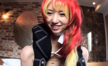 Pretty Japanese cosplayer fucked and creampied by old man