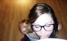 Nerd Teen With Glasses Blowing Cock