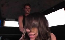 Tight pussy teen nailed in POV style in the bus