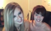 Cute Lesbian Couple Kissing On Webcam