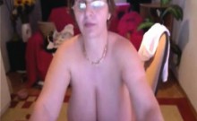 Huge naturals granny Milena on home webcam