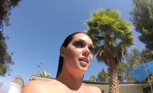 Buxom Alison Tyler takes a bath and rubs herself down