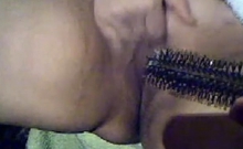 Hairy Brush in Pussy in spiky way