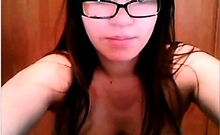 Nerdy pregnant teen showing on cam her tummy