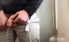 Thick uncut cock pissing
