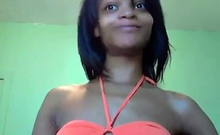 Mixed girl shows her body on cam