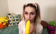 Curly Blonde Teen Records Solo Dildo Masturbation More at