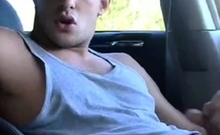 Str8 hot young jock jerks in his car