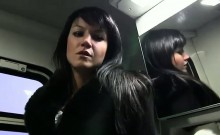 Dark Haired Amateur Fucked In Train In Public