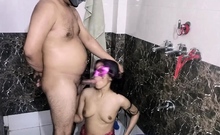 Hot Desi Couple Fucking In Shower Blowjob to Pussy Fucking