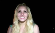 Blonde Amateur Gets Mouthful Outdoor At Night